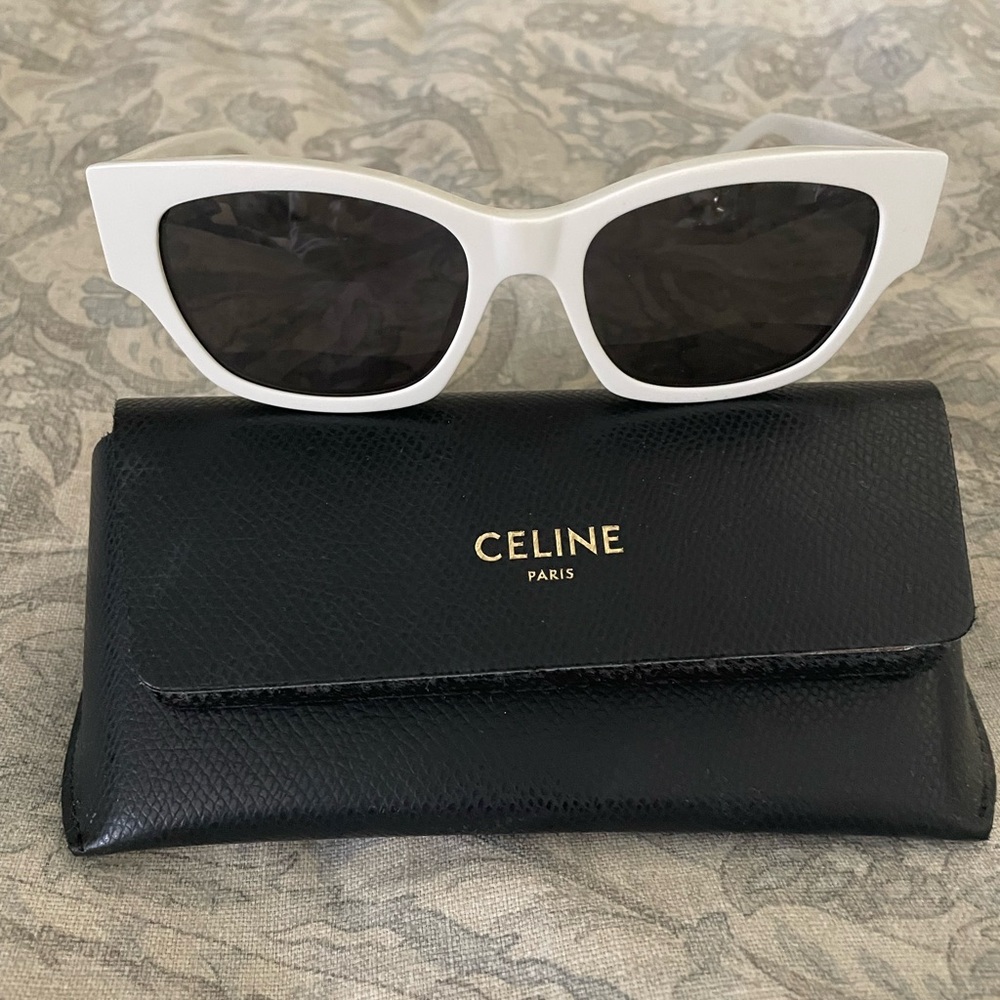 Celine White sunglasses, with case. Worn twice